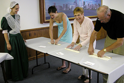 group rolling dough